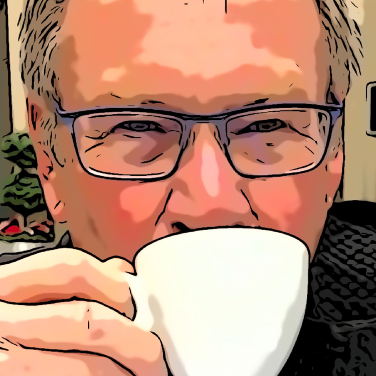 Tim Orbaugh drinking coffee